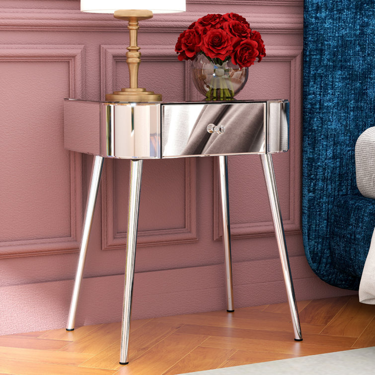 Phoebe round mirrored on sale bedside table